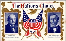 PC1386 Nation's Choice Williams Jennings Bryant President Political Postcard