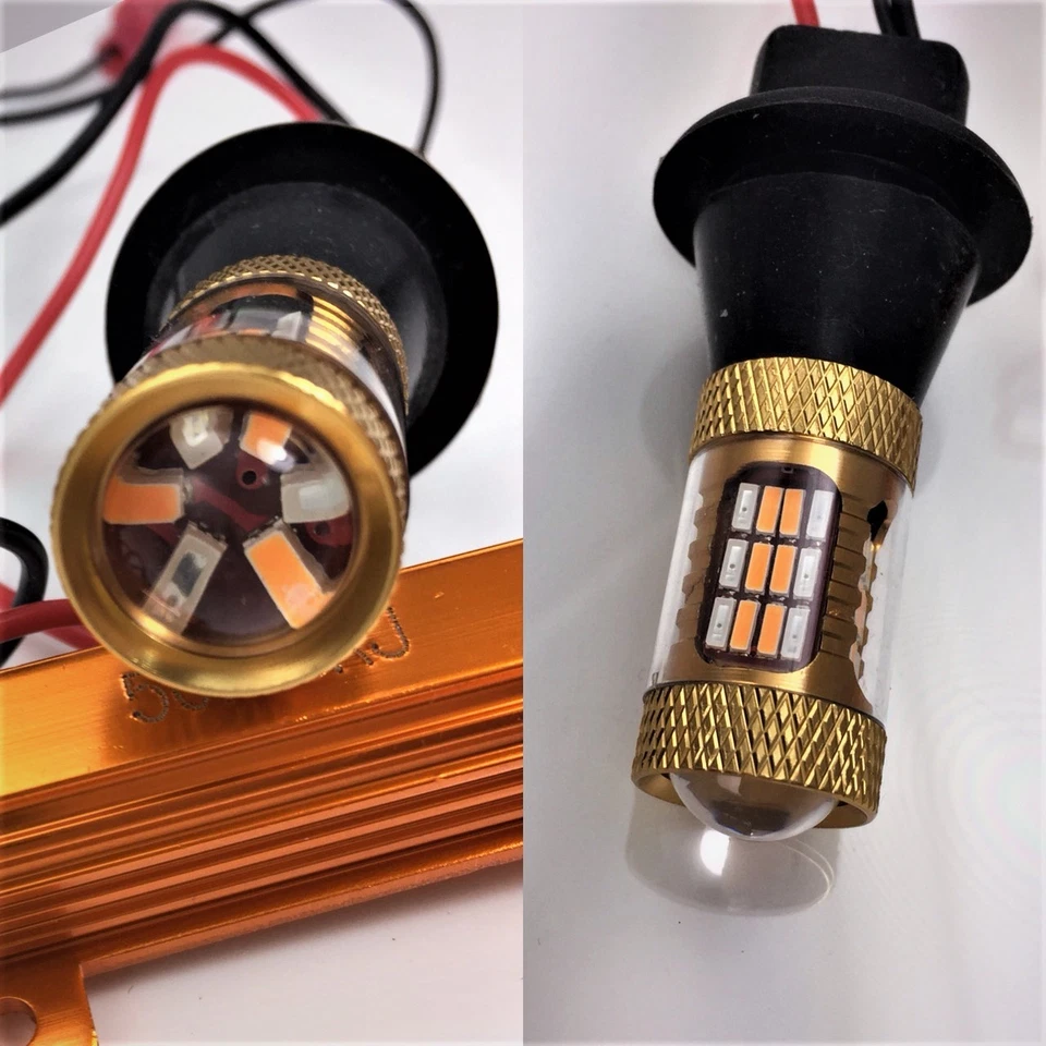 T20 7440 7441 W21W Luz de señal de giro trasera Interruptor LED Ámbar Rojo Bombilla A1 LAX Foto 2 de 2