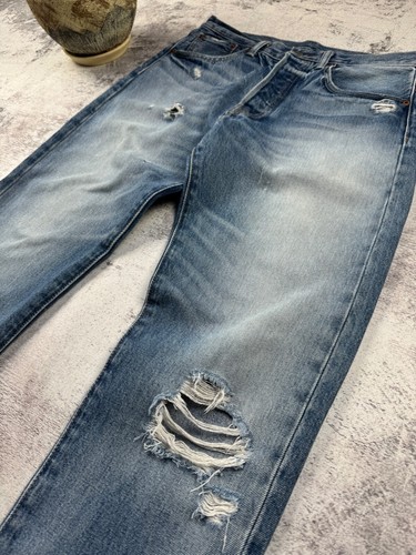 Levis 501 9OS Distressed Y2K Avant Garde Pants Denim USA Jeans Bottoms - Picture 4 of 16