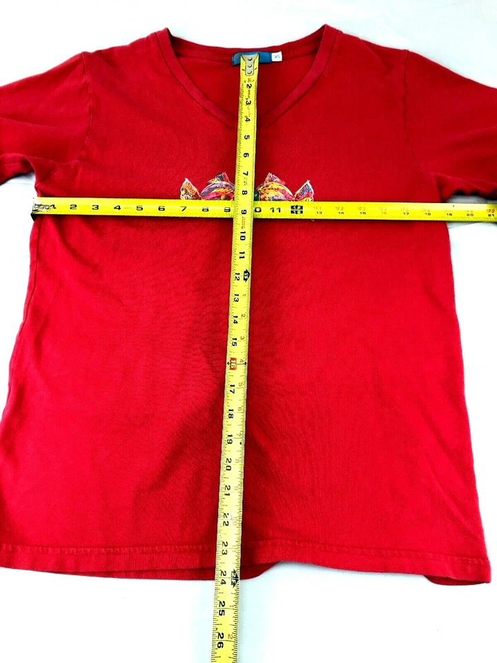 AS IS Fresh Produce sz XS Short Sleeve Shirt Red Fish Design - Image 4 of 4