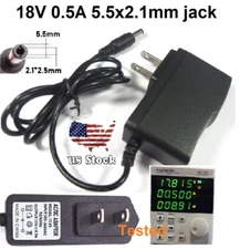 Tested 18V 0.5A  AC Adapter to DC Power Supply Charger Cord 5.5x2.1mm US plug