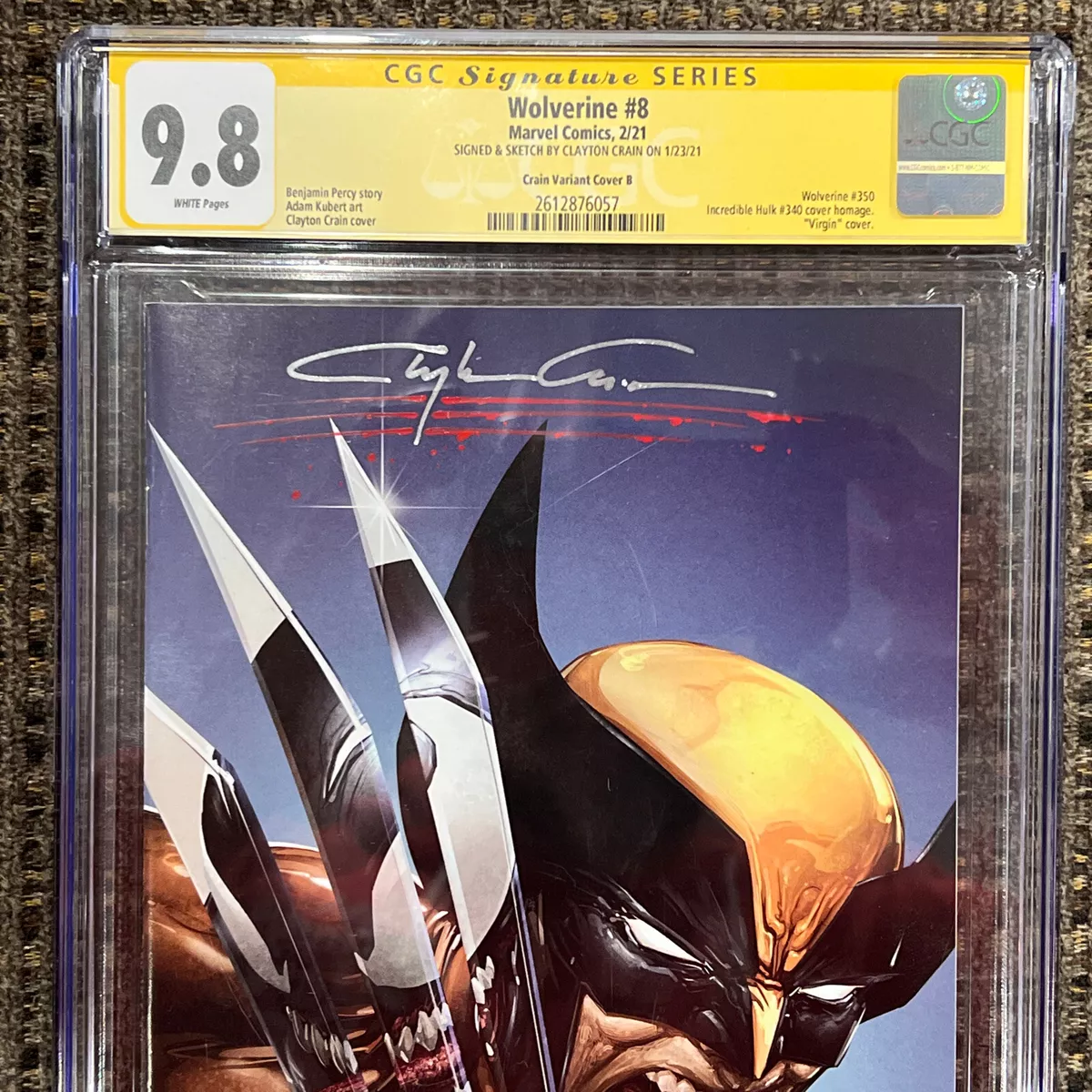 WOLVERINE #8 (2021) CGC SS 9.8 Clayton Crain Virgin Variant Murder Signature