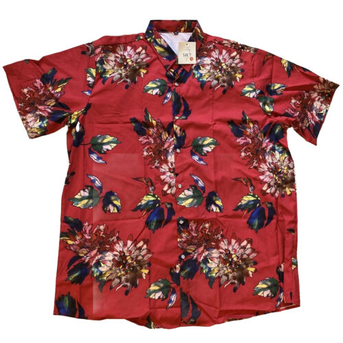 Sir 7 Studio Men 2XL Red Tropical Shirt Button Up Collared Hawaiian Floral Top - Picture 1 of 16