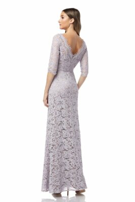 JS COLLECTIONS Dusty Lavender Purple Lace 3/4 Sleeve A-Line Maxi Gown Dress  8 M | eBay