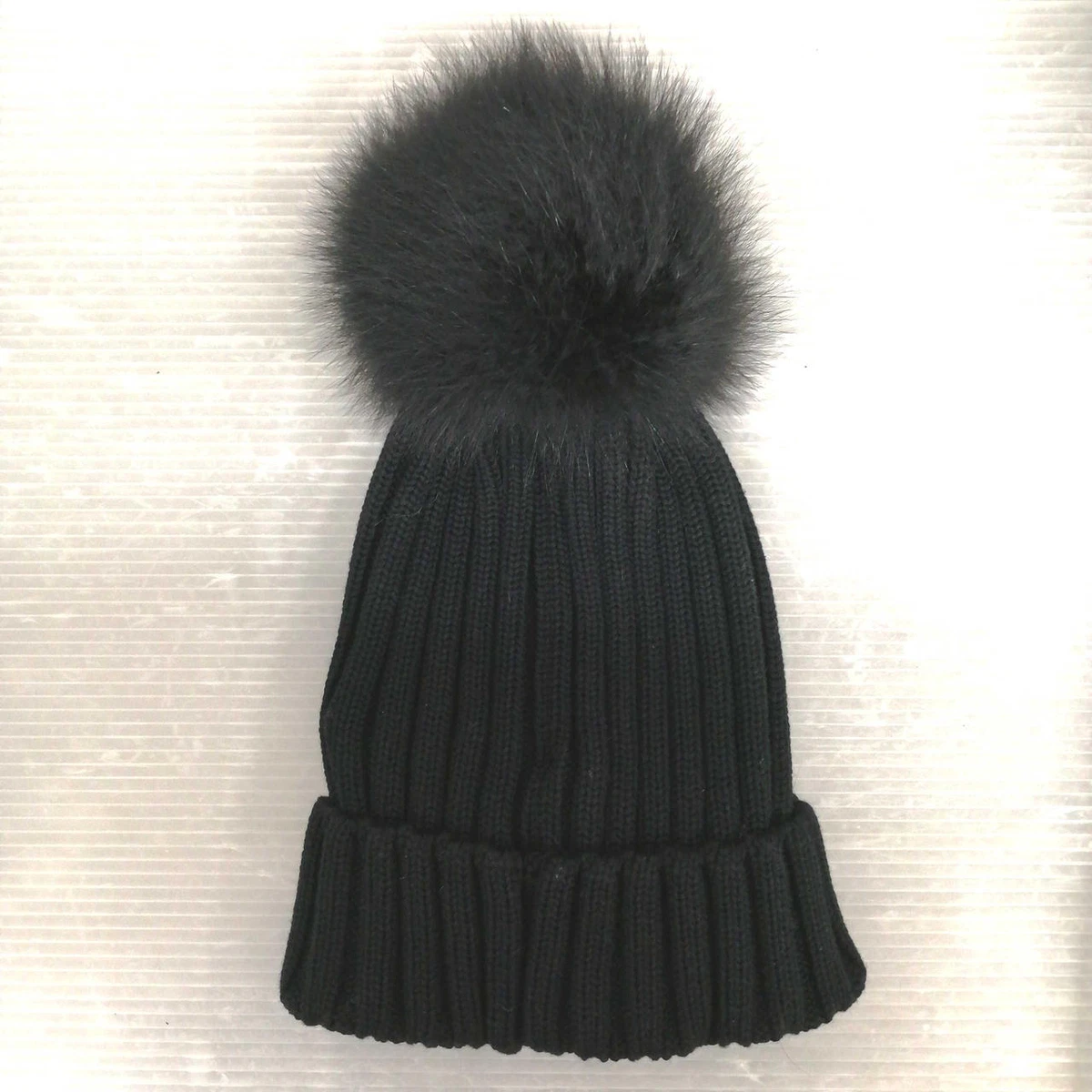Moncler black pom pom hat 2025