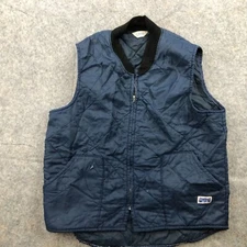 Vintage Big Smith Vest Men's Large Blue Quilted Full Zip Jacket Workwear*
