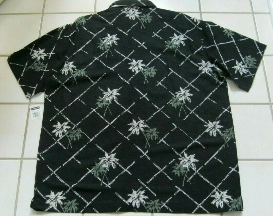 CHERESKIN Multicolored Palm Silk Men's Shirt Short Sleeve Pocket size L, New - Image 3 of 4