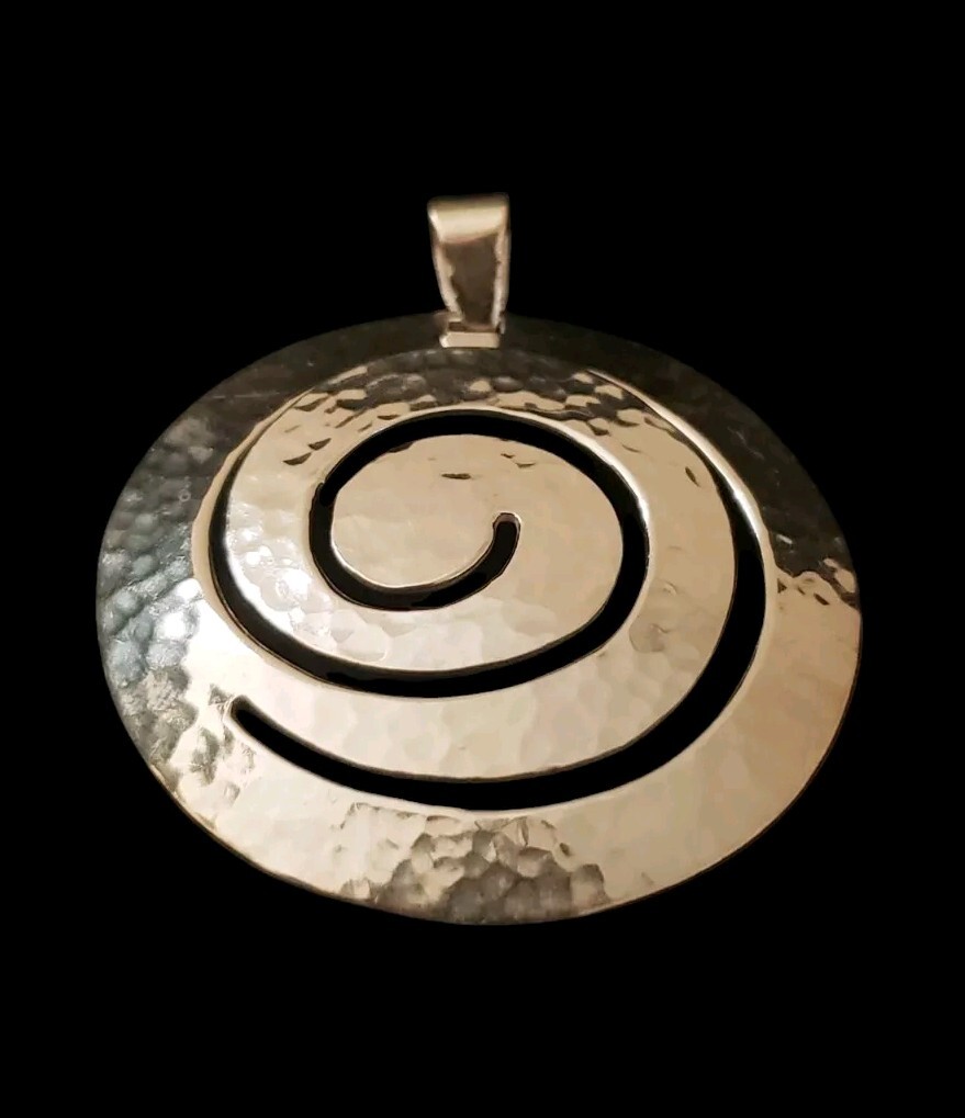 50mm Hammered Concave Solid Sterling Eternal Circ… - image 3