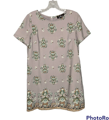 Lulus Shift Dress Womens Small Gray Floral Lined Short Sleeve