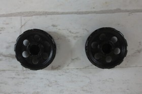 Lot of 2 K'nex Knex Black Thin Wheel Closed Center 25mm Replacements 91140CL