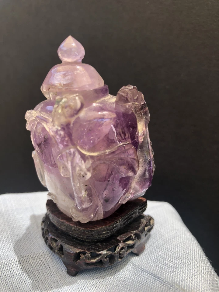 Botella de tabaco con tapa de amatista/fluorita púrpura Foto 2 de 4