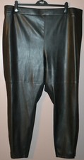 M S CURVE PONTE LEGGINGS HIGH RISE SKINNY LEATHER LOOK FRONT PLUS SIZE 30 LONG