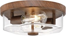 Flush Mount Ceiling Light with Clear Glass Shade, 2-Light Indoor Outdoor Farm...