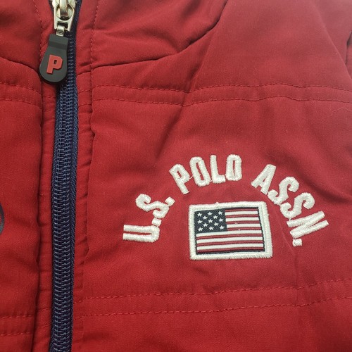 US Polo Association Boys Kids Puffer Vest Size 5/6 Red Lining Sleeveless Jacket - Picture 4 of 6