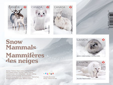 Canada (2021) Snow Mammals Souvenir sheet ARCTIC FOX, DEER, RABBIT, LEMMING 