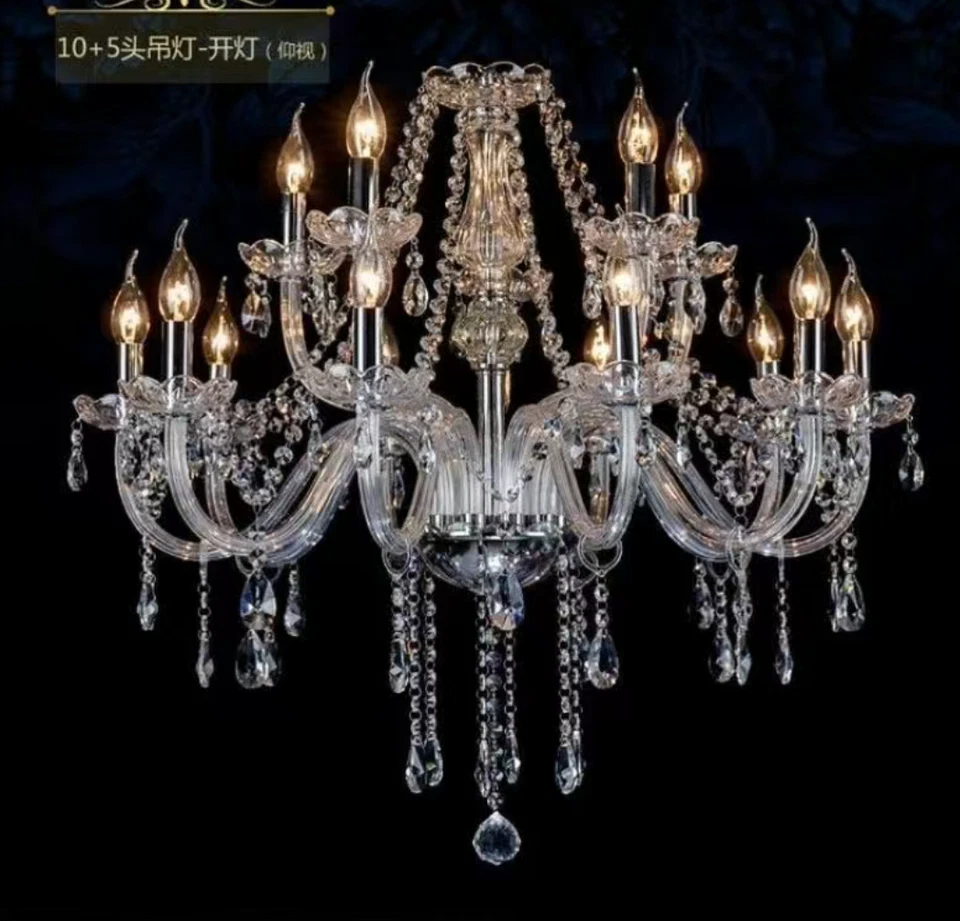 Luxury Crystal Chandelier Lighting Candle Pendant Light Living Room Ceiling Lamp - Image 3 of 4