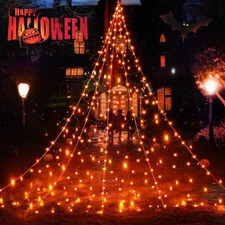 BlcTec Halloween Decorations Giant Spider Web Lights, 19.7ft x 14.7ft Lighted...