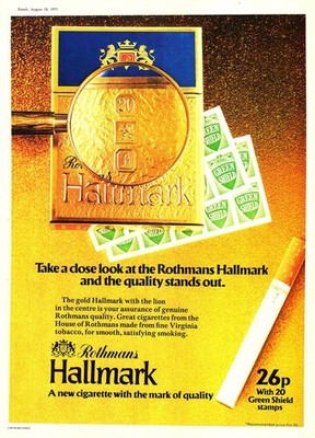 Vintage 1971 Reklame Rothmans PUNZE Zigaretten #2 Green Shield Briefmarken Print Ad