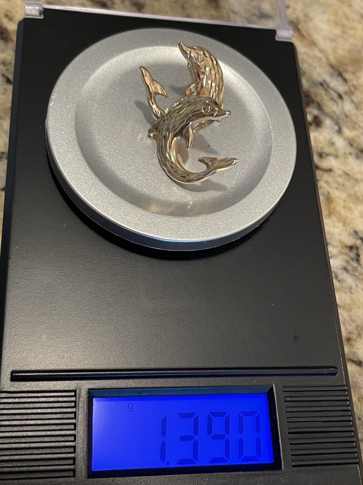 14k Solid Gold Signed Jumping Dolphins Diamond Cu… - image 5