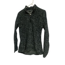 Eddie Bauer Women  s Gray Black Pattern Fleece Quarter Zip Pullover Size M 