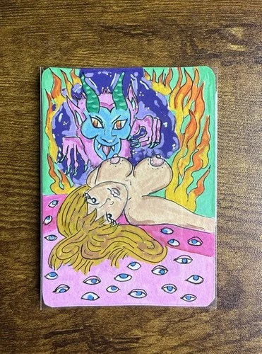 Original ACEO by Ash Melody - Portal Lovers/Lady - 2.5 x 3.5in
