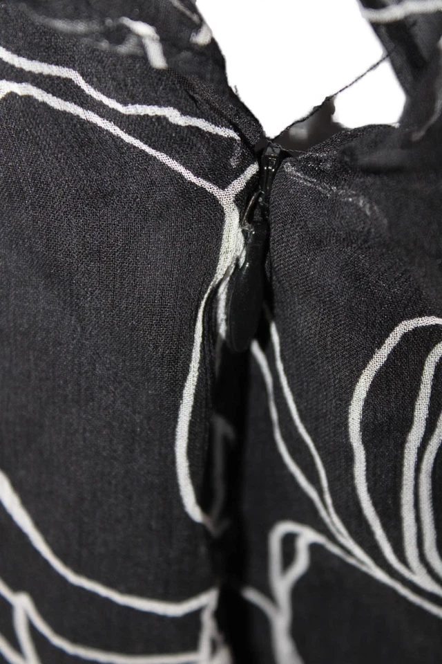 Vestido de mujer Lover estampado de seda manga corta línea A negro blanco talla 4 Foto 4 de 4