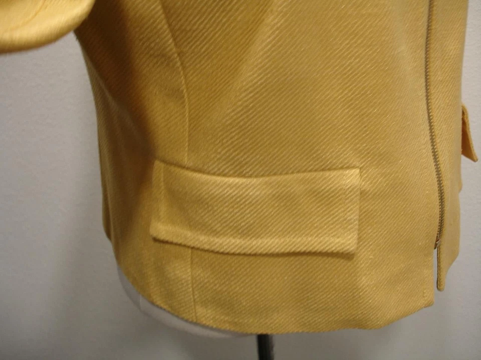 Chaqueta Blazer Para Mujer Talla 8 Carlisle Amarillo 100% Seda Cremallera Completa Cuello Alto Foto 4 de 4