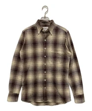 DRAKE'S × BEAMS F  F/BROWN CHECK BUTTON DOWN SHIRTS　21-11-0081-087 Beige x brown