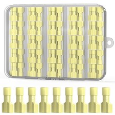 100 Pcs Electrical Male Wire Connectors, 12-10 AWG Gauge Spade Connectors Qui...