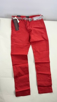 Scotch & Soda Men's Chino Pants Red / Blue Slim Fit Stretch Belted NWT $125