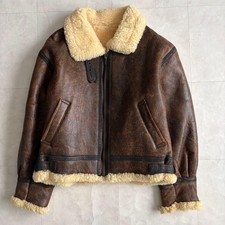 Authentic VINTAGE Brown Leather B-3 Shearling Flight Jacket Good Condition