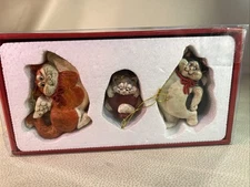 The Stone Bunny Inc. Christmas Kitty Ornaments (3) By Telle M Stein. 2004 Resin