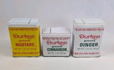 Vintage Durkee's Empty Spice Tin Lot of 3 - Ground Mustard, Ginger, Cinnamon