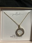 Fine Silver Plate Necklace Floating Pendant Blue And White Cubic Zirconia Round — photo 3