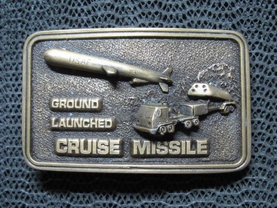 GROUND LAUNCHED CRUISE MISSILE BELT BUCKLE! VINTAGE! VERY RARE! 1970s! USA USAF