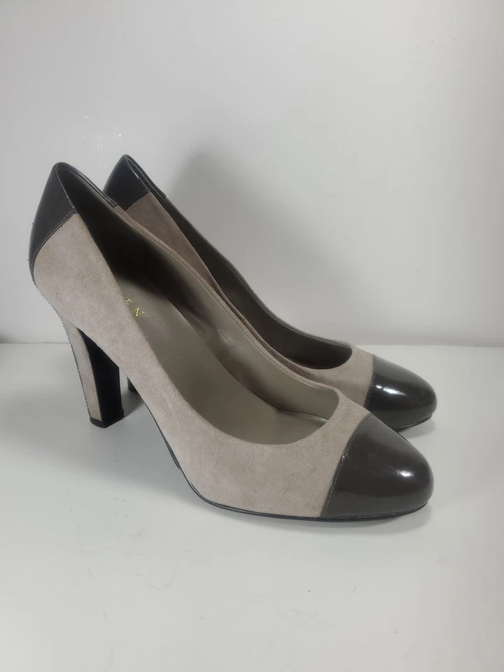 Lauren Ralph Lauren Rafita Taupe Gamuza Gris Patente Humo Zapatos de Bomba Talla 9 M Foto 2 de 4