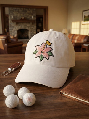 Azalea Floral Golf Embroidered Hat, Master Golf Tournament Hat Gift For Fans