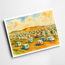 A4 PRINT - The Caravan Site, Trecco Bay, Porthcawl (c) - Vintage Art Style