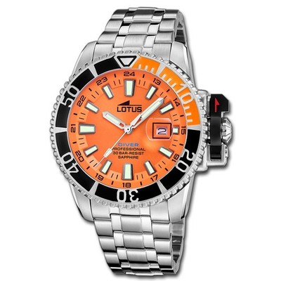 Lotus Herrenuhr Edelstahl Silikon orange Lotus Classic Armbanduhr UL18938/2