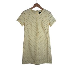 Ann Taylor Eyelet Short Sleeve Sheath Dress size 4 Yellow