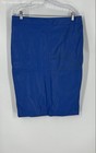 New York & Company Womens Blue Leather Flat Front Straight & Pencil Skirt Sz 14 — photo 1