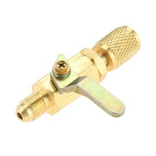 Air Conditioner Ball Valve 1/4" SAE Adapter, Straight Valve,1Pc, Gold