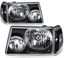 Pair Headlight Assembly For Ford Ranger Battery 2001-2002 Black Housing Pair Headlight Assembly For Ford Ranger Battery 2001-2002 Black Housing