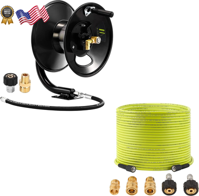 #ad M MINGLE Pressure Washer Hose Reel 100ft Pressure Washer Hose 100 FT x 1 4 $236.74