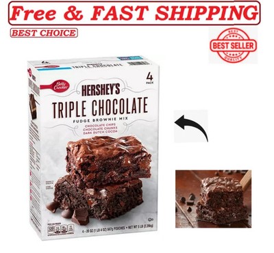 Betty Crocker Hershey s Fudge Brownie Mix, Triple Chocolate, 20 oz., 4 pk.
