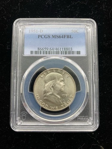 1951-D Franklin Half Dollar Silver PCGS MS64FBL Uncirculated Denver
