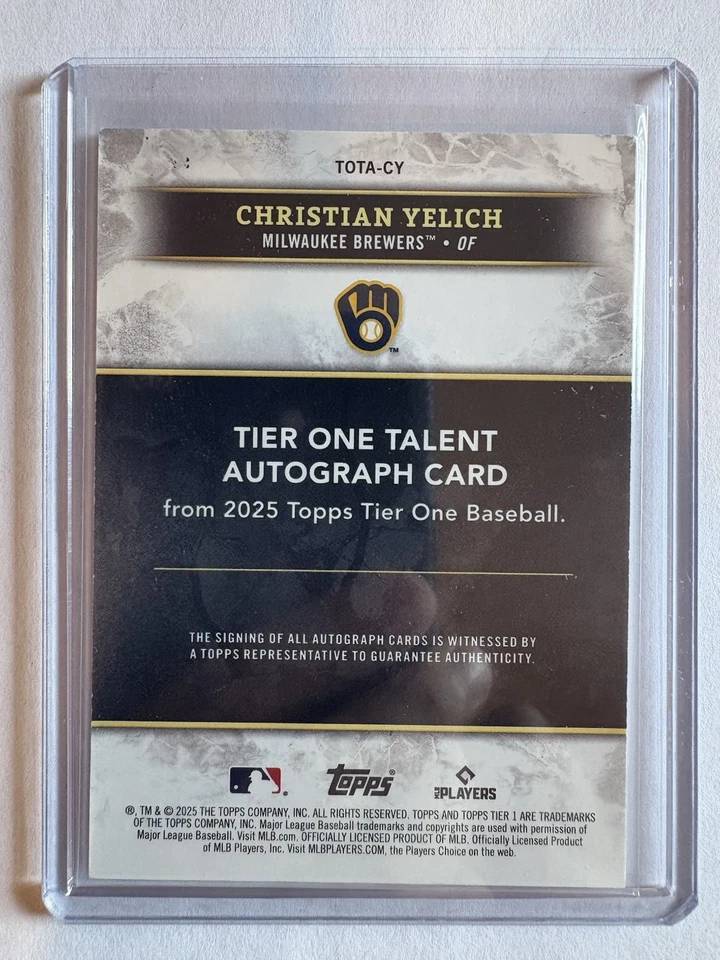 CHRISTIAN YELICH Autograph 2025 Topps Tier One On-card AUTO #'d 4/25!! - Image 2 of 2