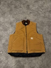 Carhartt V01 Vintage Brown Duck Quilted Lined Work Vest Men's Size XL