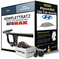 Anhängerkupplung starr für HYUNDAI i30 CW Kombi +E-Satz (AHK+ES)