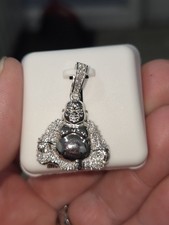 Sterling Silver Buddha Pendant 7.8 mm Bale 29.7 mm Long